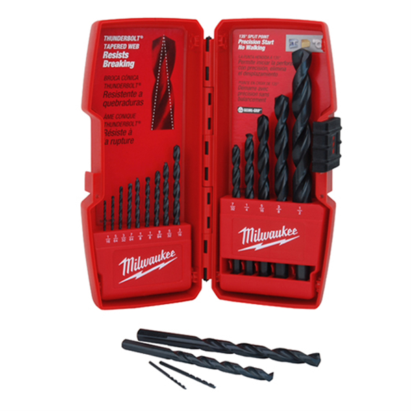 15-pc THUNDERBOLT Black Oxide Drill Bit Set