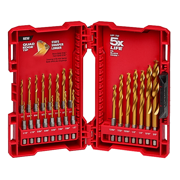 SHOCKWAVE RED HELIX Titanium Drill Bit Set - 23 PC