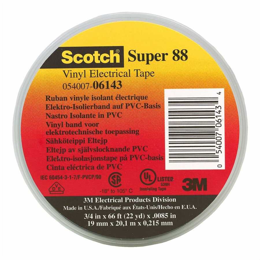 SCOTCH PREMIUM VINYL ELEC TAPE 88 GREY 10 ROLLS