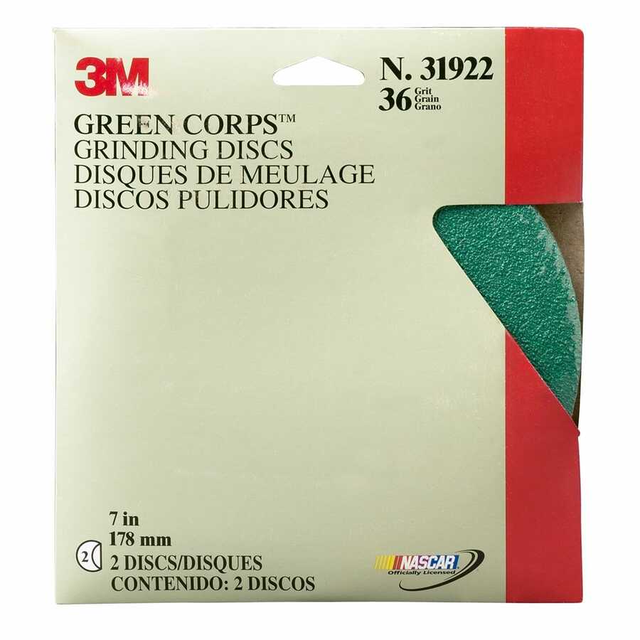 Green Corps Grinding Disc 7 Inch 36 Grit 2/Pk