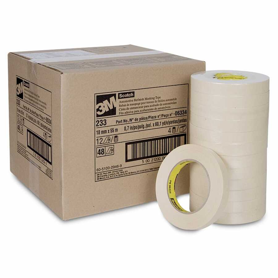 Scotch(R) Automotive Refinish Masking Tape 233 - 3/4 In x 60 Yd