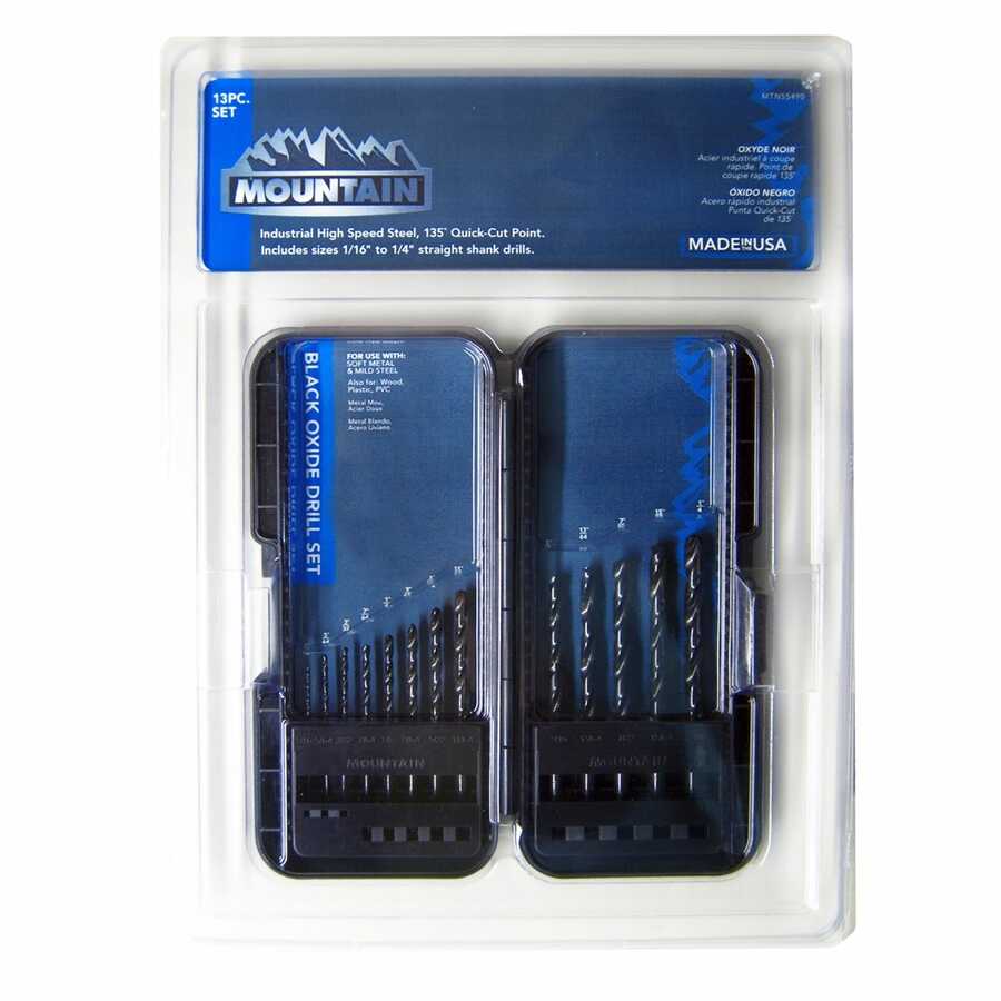 13 Piece Black Oxide Mountain Drill Bit Set