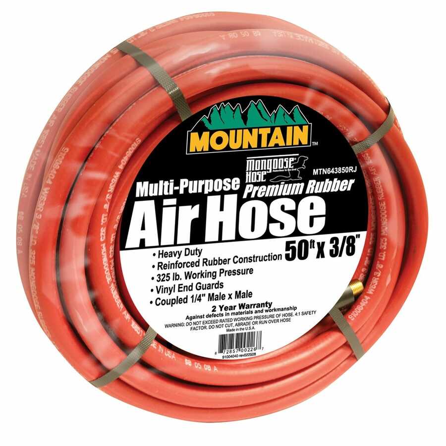 Rubber Air Hose - 4 Spiral - 50 Ft x 3/8 In ID