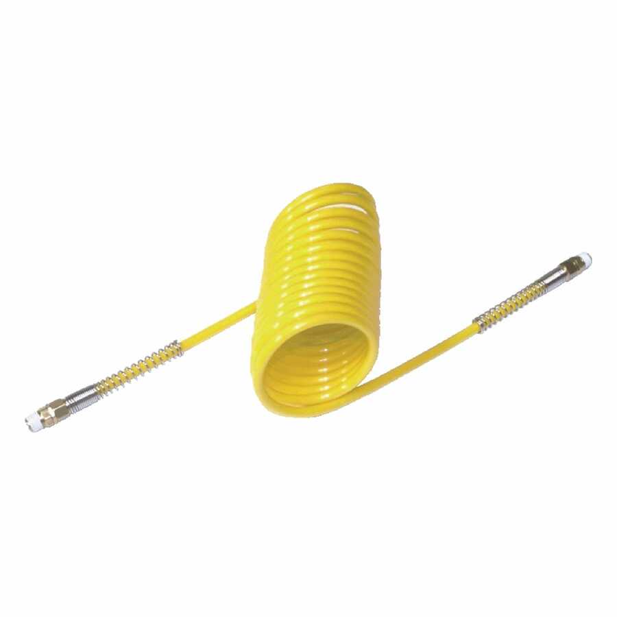 3/8" x 25' Yellow Nylon Recoil Air Hose plus Tails