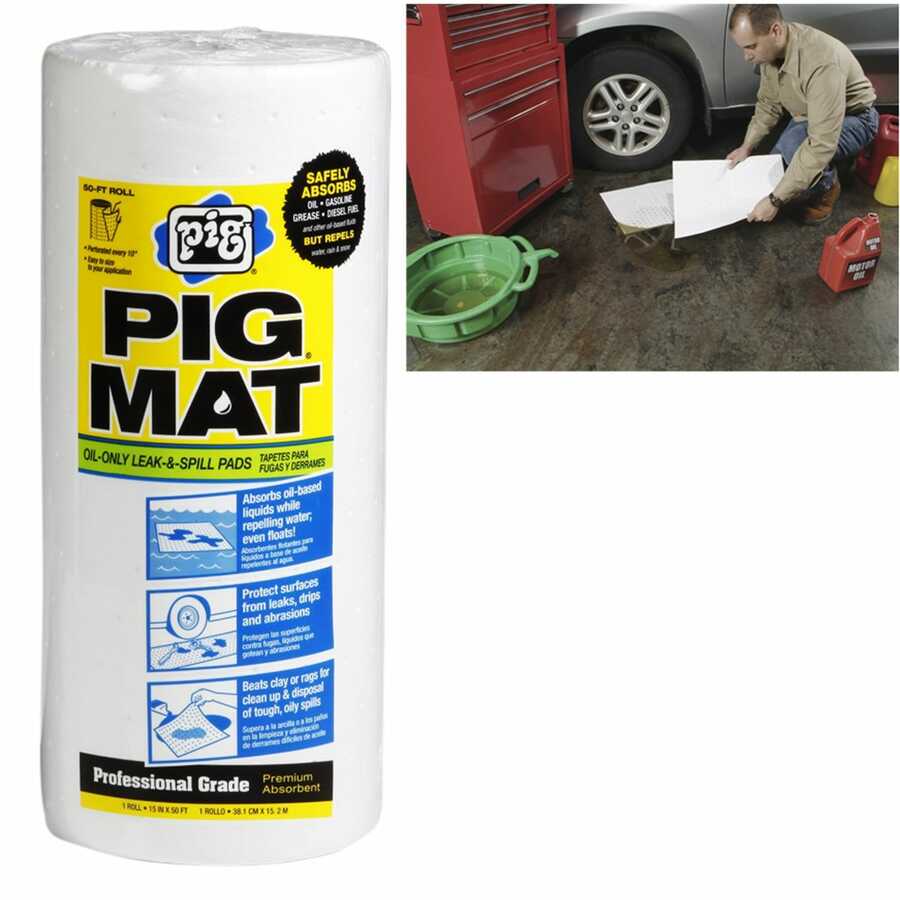 PIG Water-Rep Oil-Absorbent t-Wt Roll - 15" x 50'