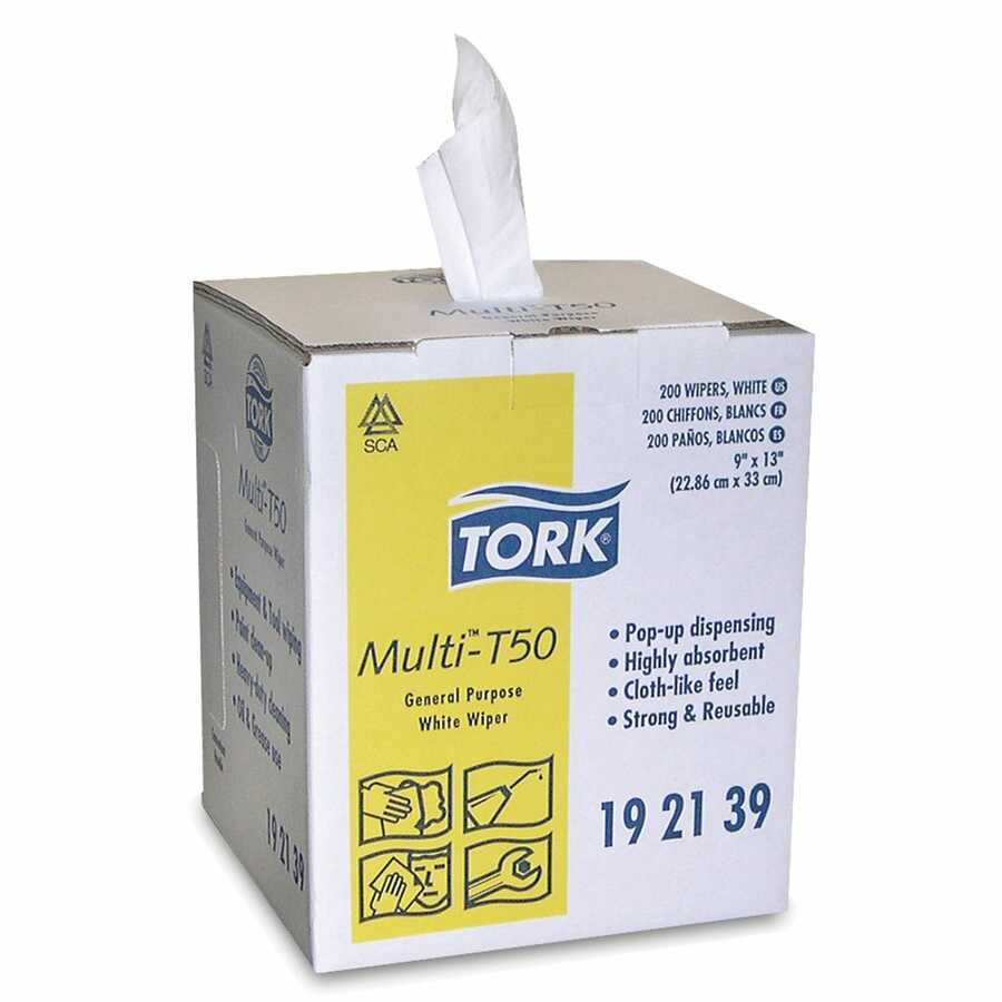 Tork Multi T-50 Wiper, Center Pull, White