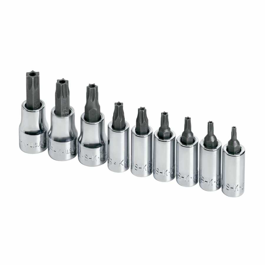 1/4 In, 3/8 In Tamperproof Torx Socket Set - 9 Piece