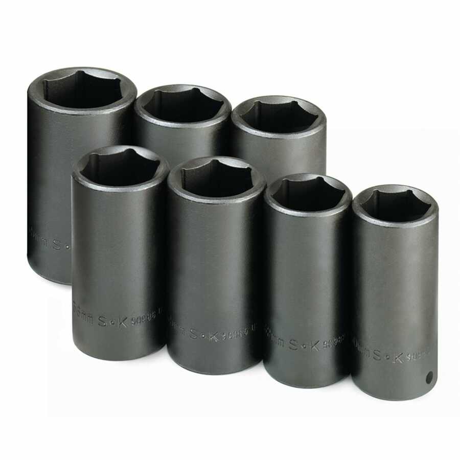 1/2 In Drive Axle Nut Deep Impact Socket Set - 7-Pc