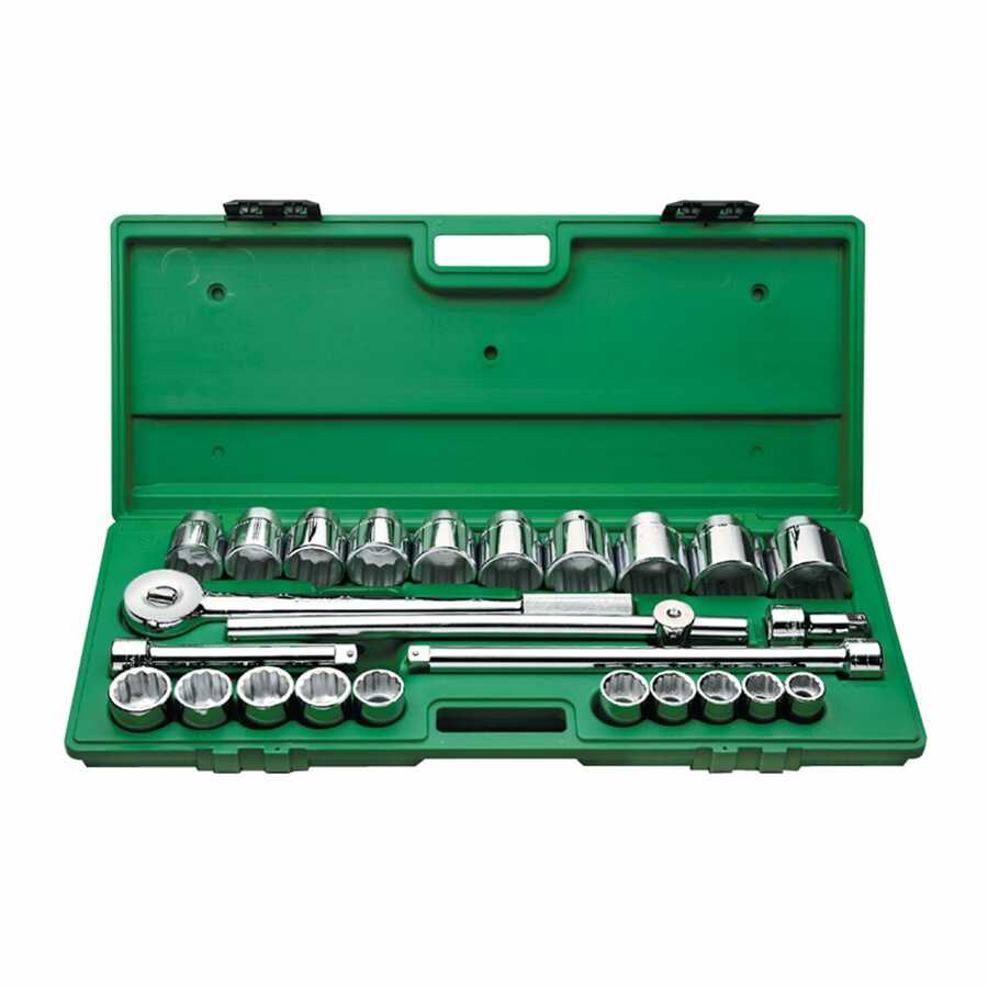 3/4 In Dr 12 Pt SAE Socket Set w/ Ratchet and Extensions