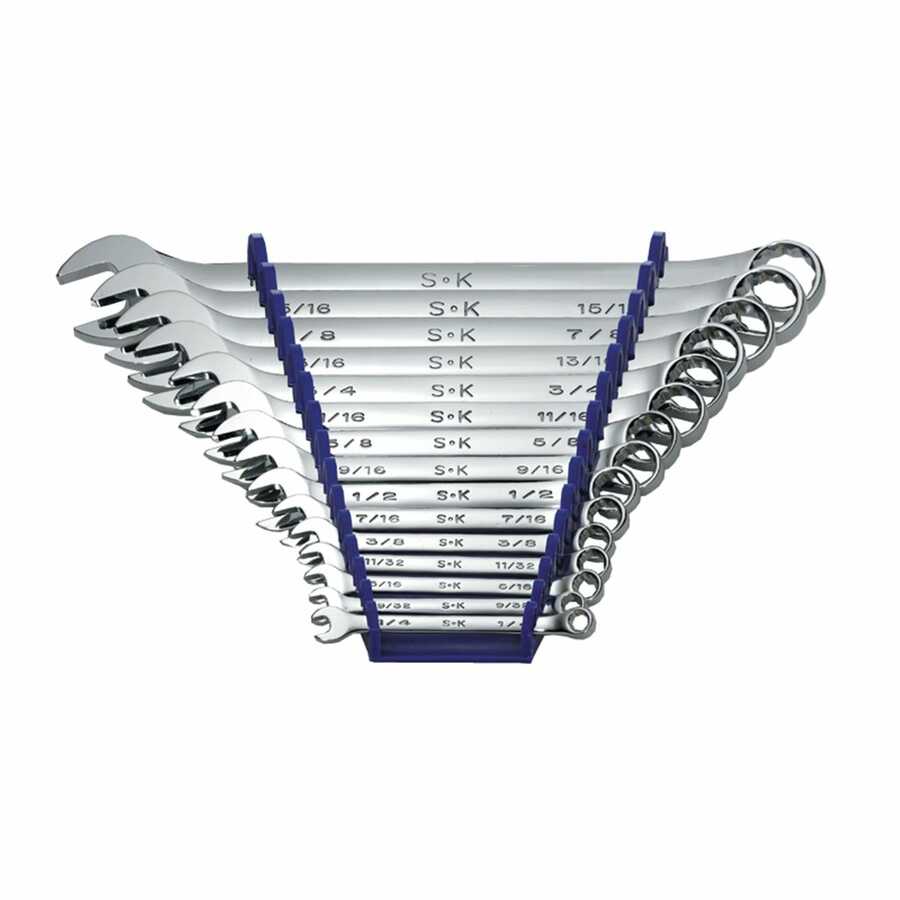 SuperKromer Fractional Combo Wrench Set - 15-Pc