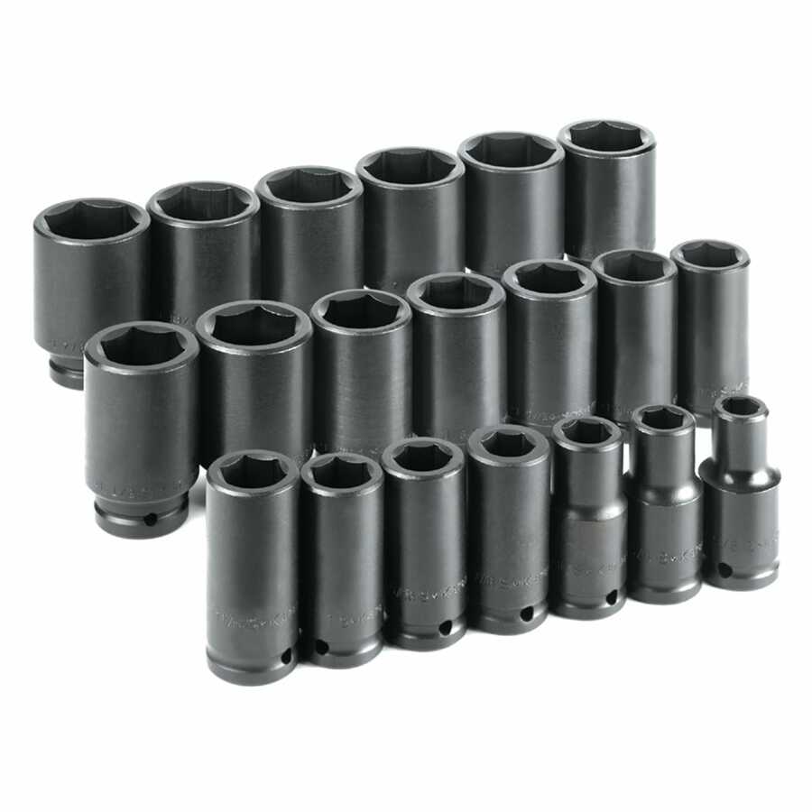 3/4 In Dr 6-Pt Deep Fractional Impact Socket Set - 20-Pc