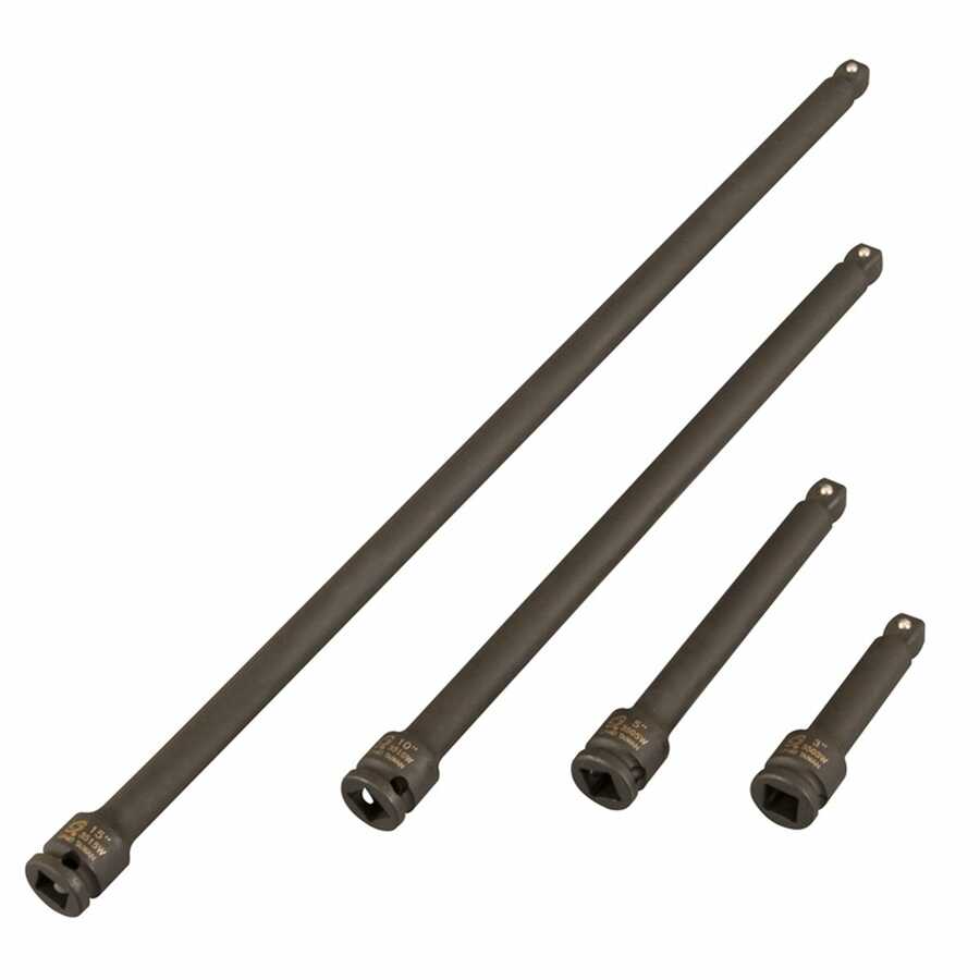 1/2\" Wobble Drive Extensions 4 Piece Impact Socket Set