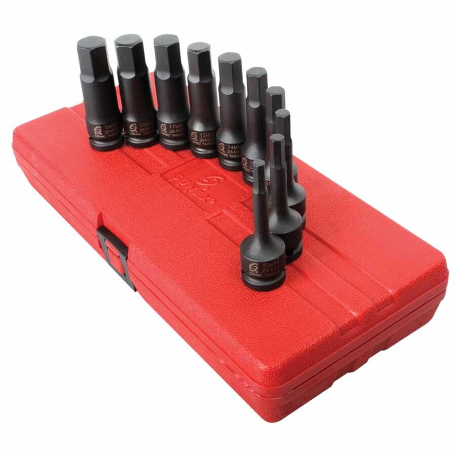 10 Piece 1/2\" Drive Metric Impact Hex Driver Set