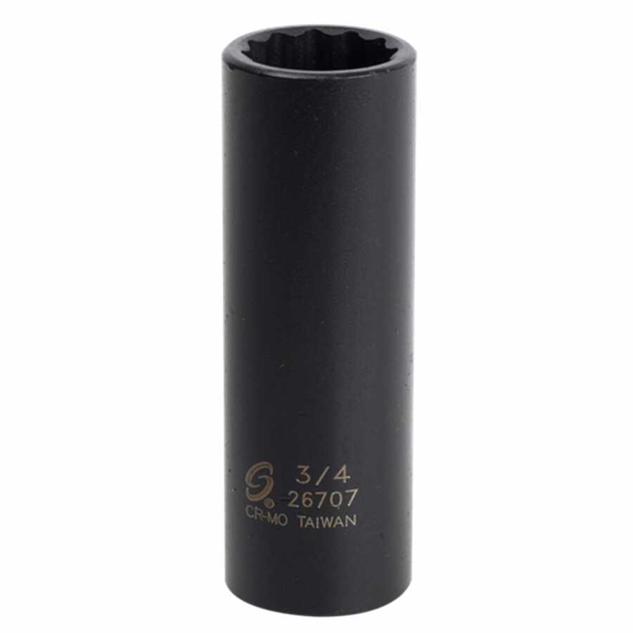 1/2\" Drive x 3/4\", Deep,12 Point Impact Socket