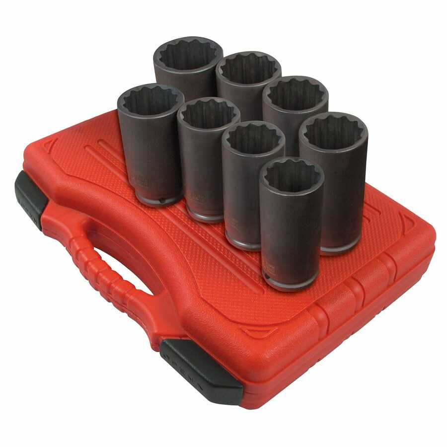 1/2 Inch Drive 12 Pt Spindle Nut Socket Set 29mm-39mm