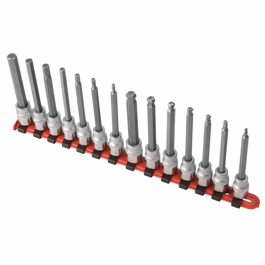 3/8 In Dr SAE Long Ball Hex and Hex Bit Socket Set - 14-Pc