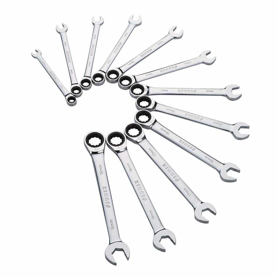 12pc METRI V-Grv Combination Ratcheting Wrench Set