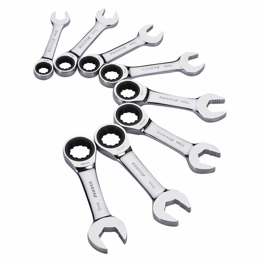 8pc Stubby Ratcheting Wrench Set