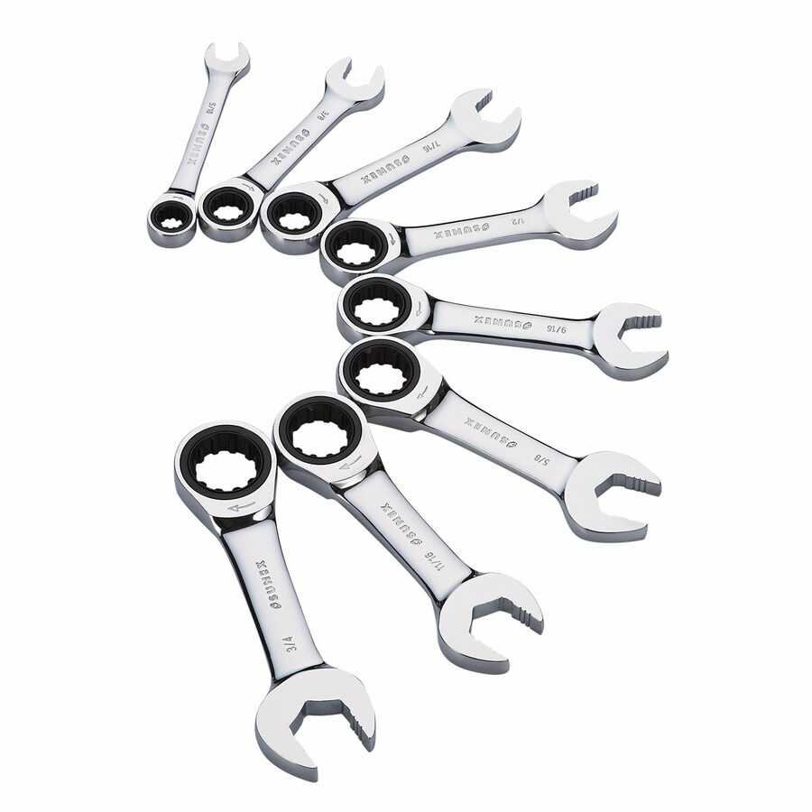 8pc Stubby Ratcheting Wrench Set