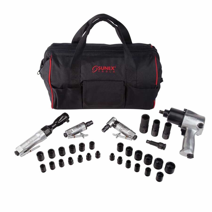 4 Pc Air Tool Kit with Impact Sockets