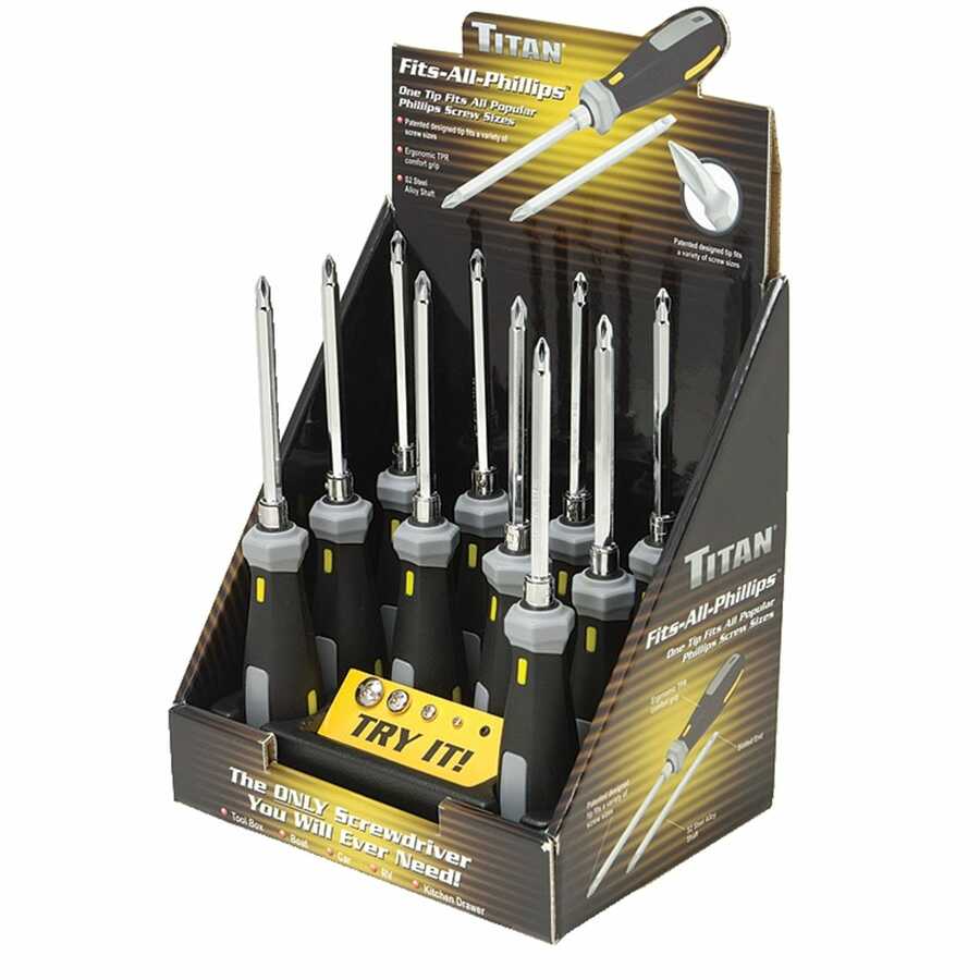 10 Pc. Counter Display, Fits-All-Screwdriver