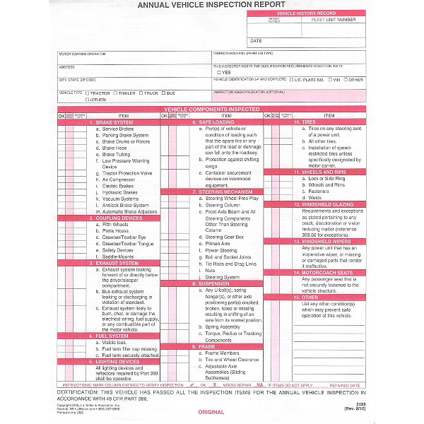 Annual Vehicle Inspection Report