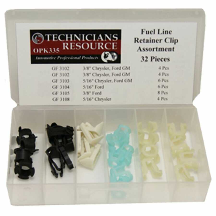 Fuel Line Retainer Clip Assortment (32 Pcs)