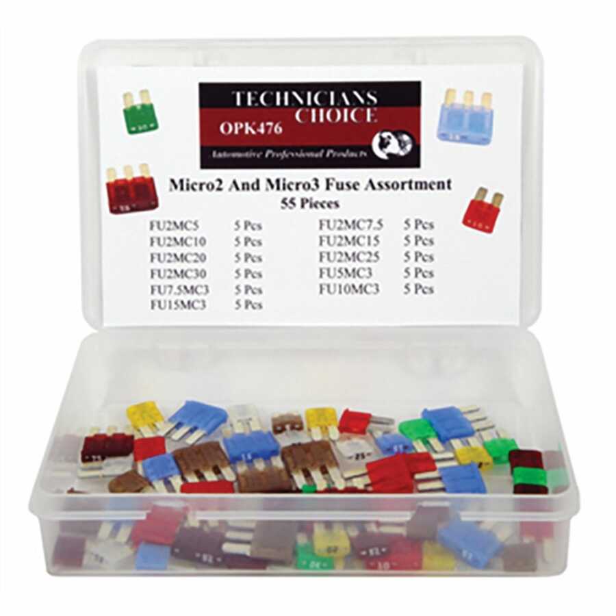 Micro2 And Micro3 Fuse Assortment (55 Pcs)