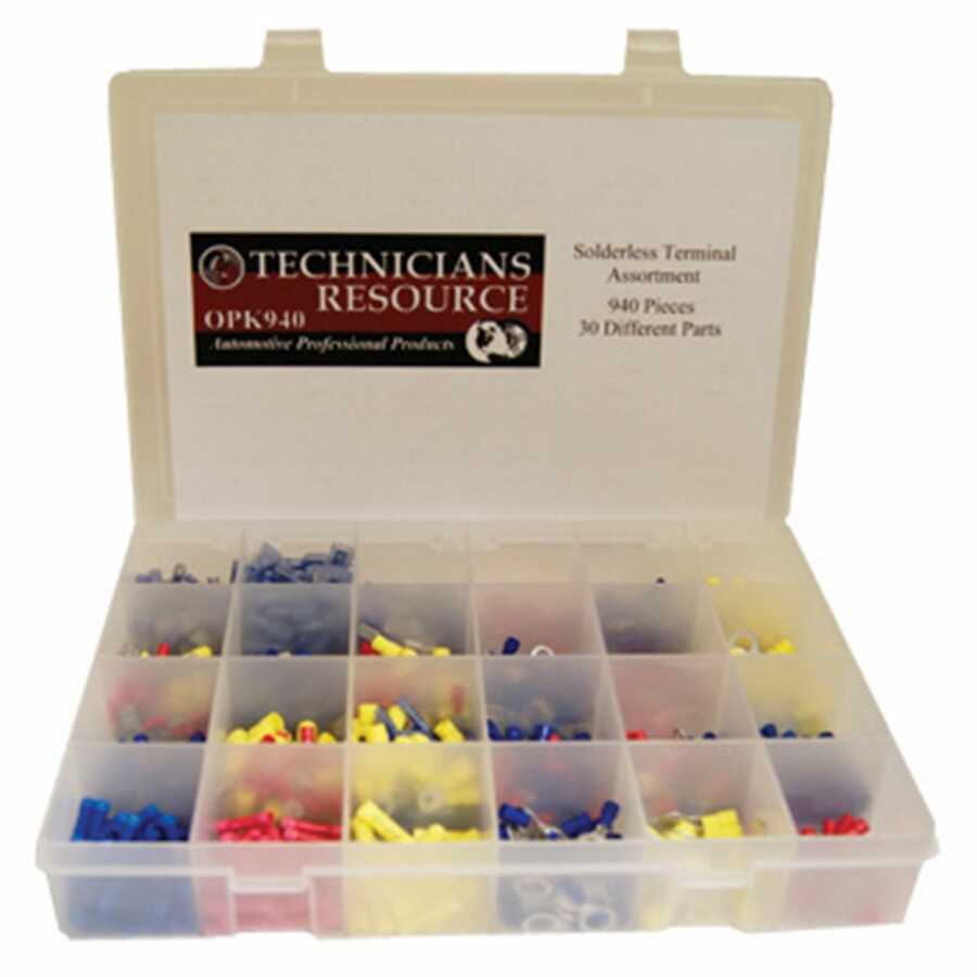 Large Solderless Terminal Assortment (940 Pcs)