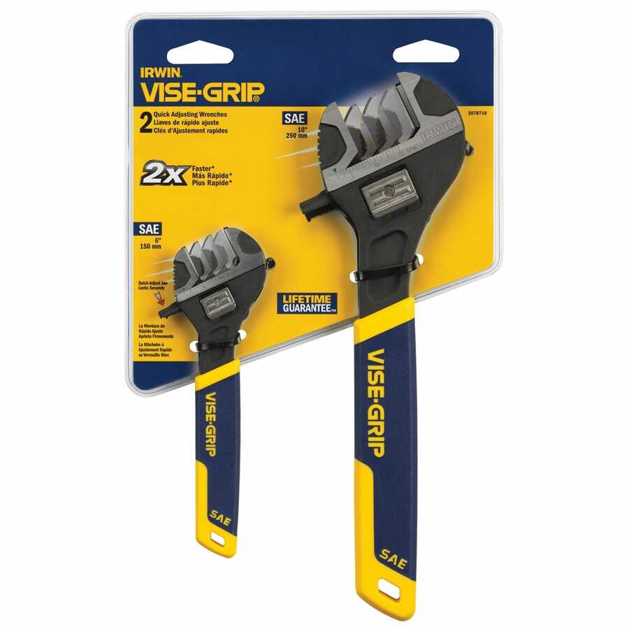 2PC 10" & 6" QUICK ADJ WRENCH SET SAE