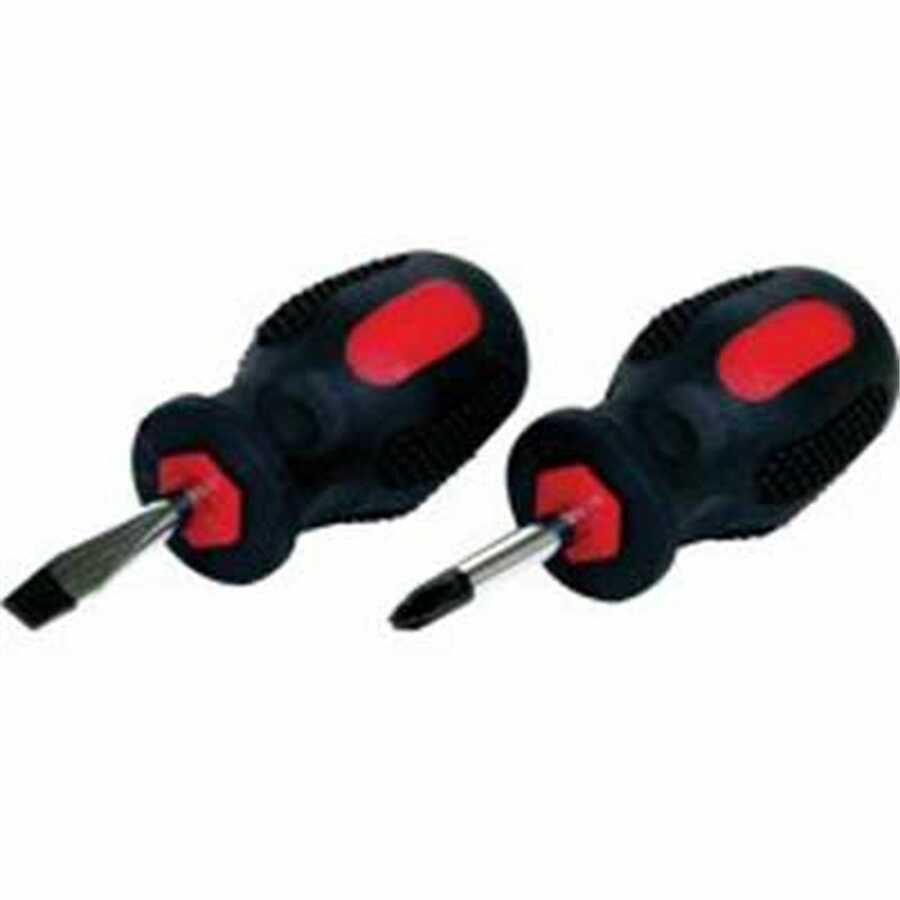 2pc Stubby Screwdriver Set