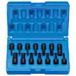 1/4'' Drive Fractional & Metric Hex Driver Set - 14-Pc