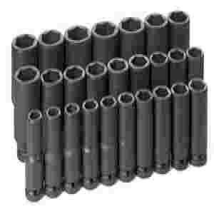 3/4 In Dr Deep Metric 6 Pt Impact Socket Set - 26-Pc