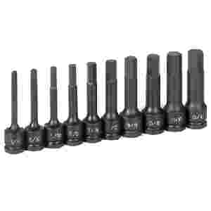 1/2 In Dr Fractional Hex Impact Driver Set - 4 In L - 10-Pc