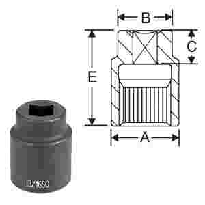 #5 Spline Drive 4-Point (Square) Impact Socket - 1...