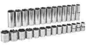 27 Pc. SAE 6 Pt. Standard Socket Accessory Kit 1/2" DRIVE