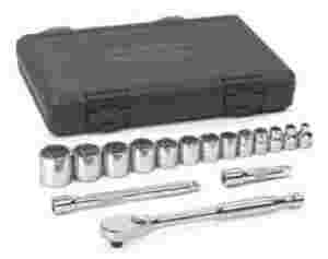 16 Pc. SAE 12 Pt. Standard Socket Set 3/8" DRIVE...