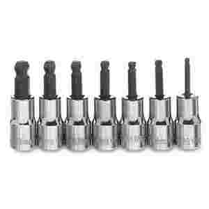 7 pc 1/4" Drive -Point SAE Bit Ball Tip Hex Bit Socket Set on Ra