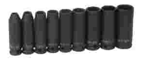 9 Piece 3/8" Drive SAE Deep 6 Point Impact Socket ...