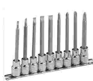 9 Piece 3/8" Drive Slotted & Philips Long Bit Sock...