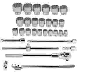 3/4 Inch Drive 12 Pt Metric Socket and Drive Tool Set 30 Pc