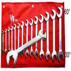 Angle Head Wrench Set Fractional SAE 3/8 to 1-1/4 Inch 14 Pc