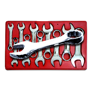 Fractional SAE Stubby Combination Wrench Set 10 Pc