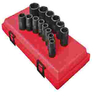 1/2 Inch Drive 6 Pt Std Metric Impact Socket Set - 14-Pc