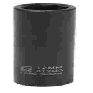 3/8 In Dr Impact Socket, 6 Pt, Deep, 12mm