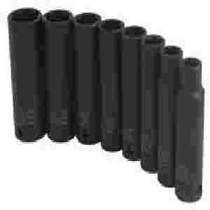 3/8 In Dr 6 Pt Deep Metric Impact Socket Set - 8 Piece