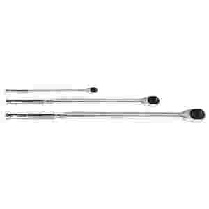 1/4, 1/2, 3/8 Inch Drive Xtra Long Non-Flex Head Ratchet Set 3 P