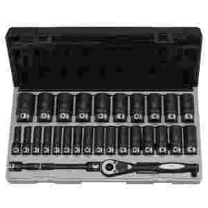 1/2 In Drive Deep Length Metric Duo Socket Set - 29-Pc