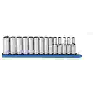 3/8 In Drive 6 Point Deep Metric Socket Set - 14-Pc