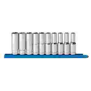 1/2 Inch Drive 6 Point Deep Metric Socket Set - 10-Pc